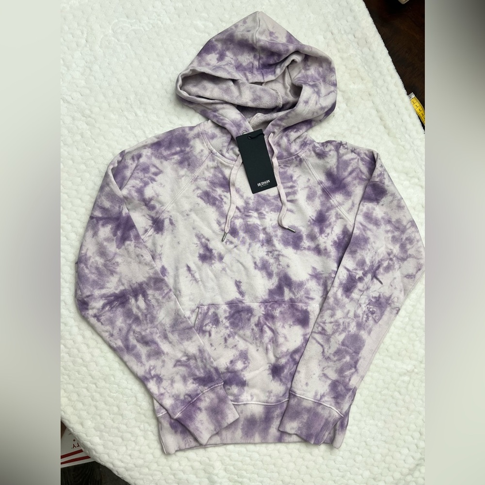 Women’s Hudson Jeans Pullover Sweater XS in Lilac Fatigue NWT Purple Tie Dye